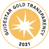 A badge with the words guidestar gold transparency 2 0 2 1.