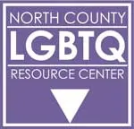 A purple and white logo for the north county lgbtq resource center.